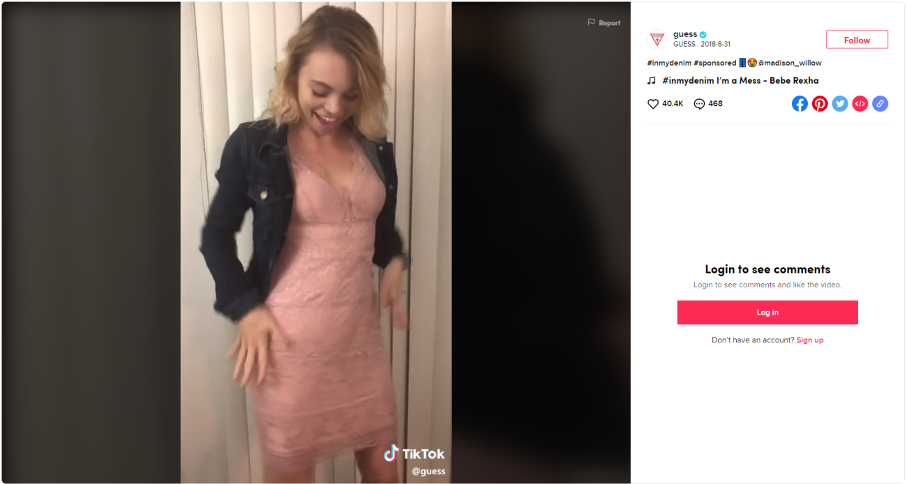 Guess TikTok page