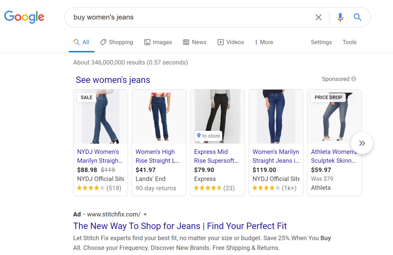 Google seller rating example