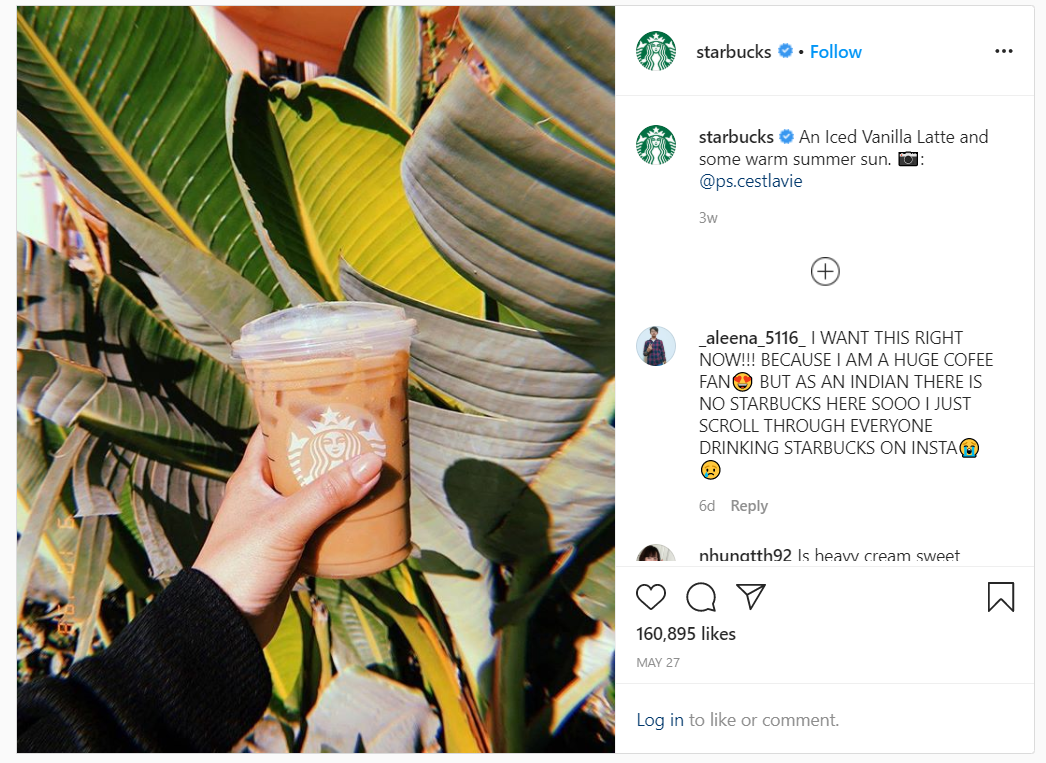 Starbucks Instagram post