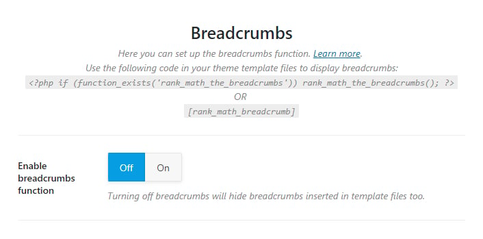 Enable breadcrumbs