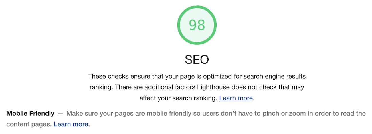 Google Lighthouse's SEO test