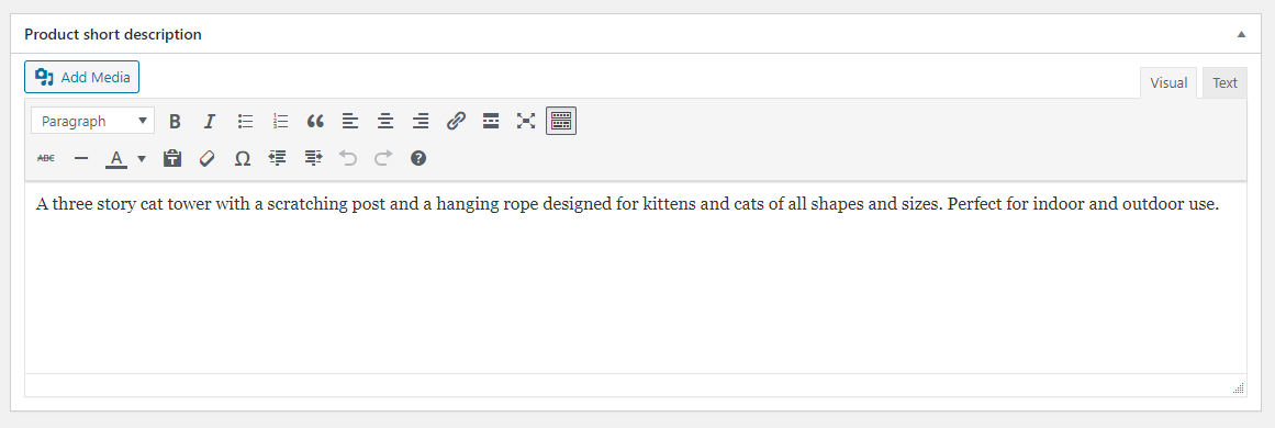 WooCommerce product short description