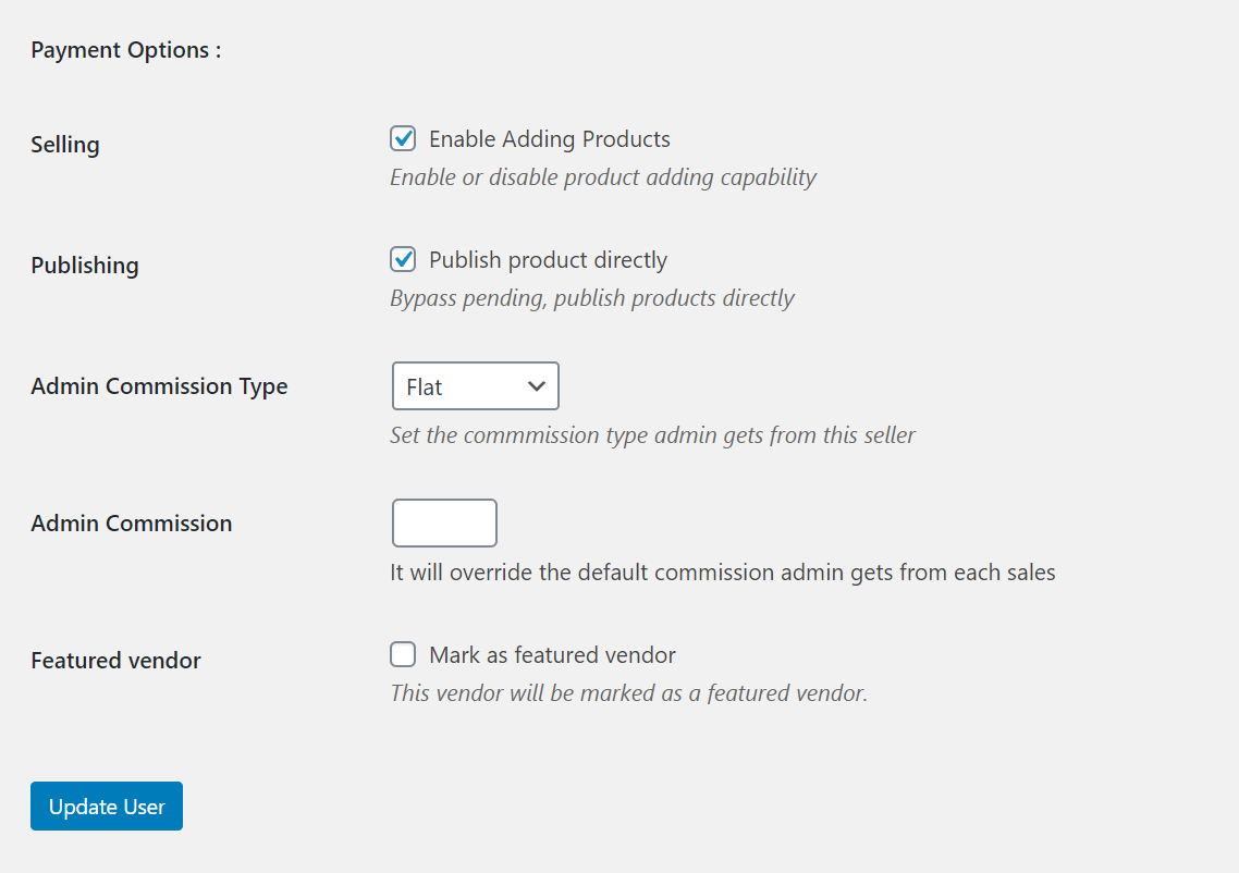 WordPress user settings