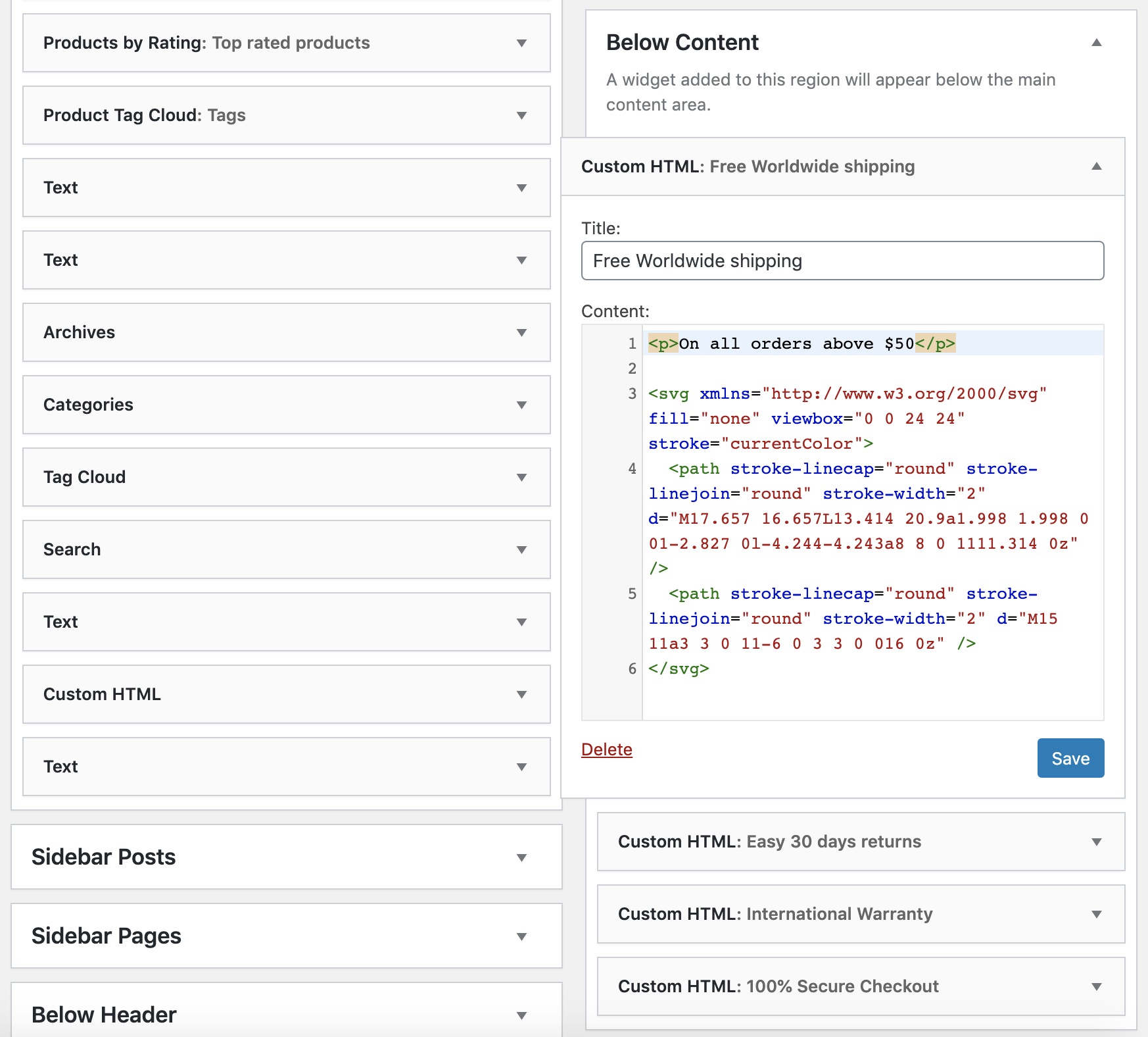 Below Content widget svg code example