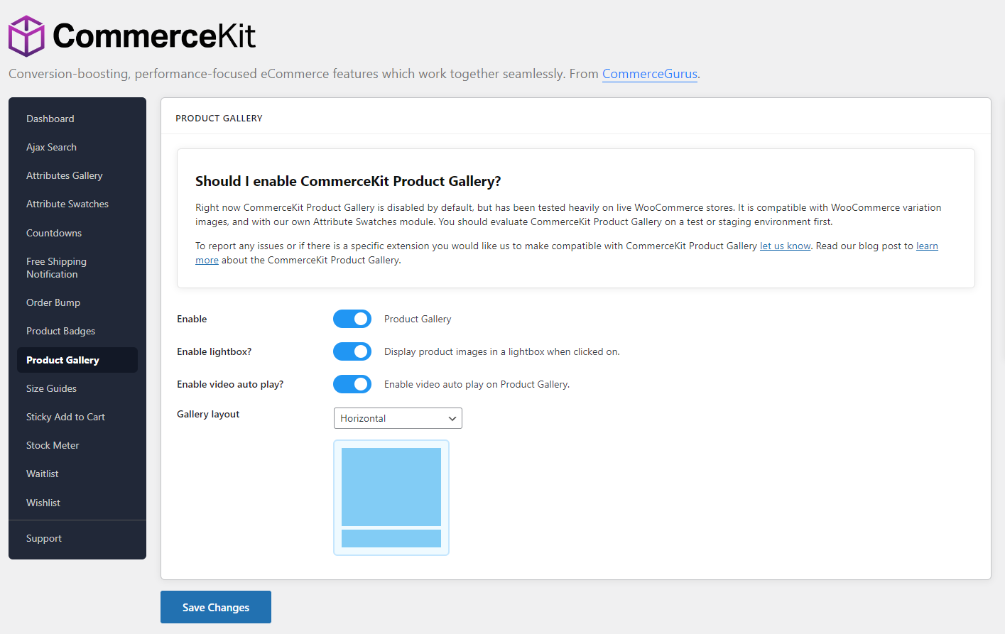 CommerceKit settings