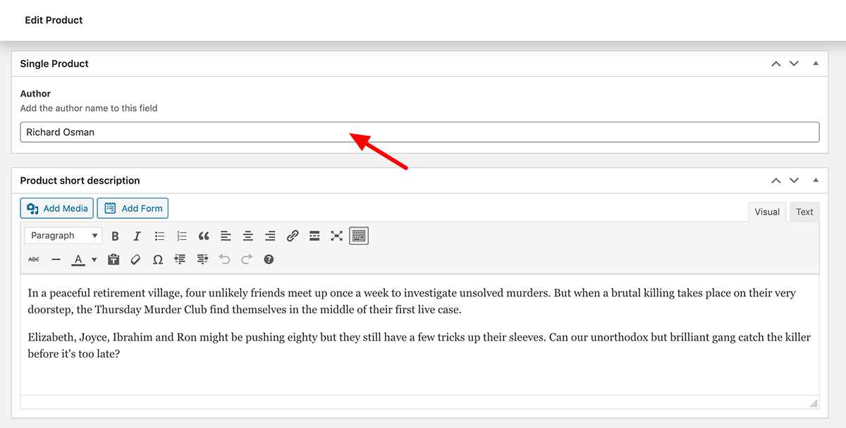 Author Field in WooCommerce