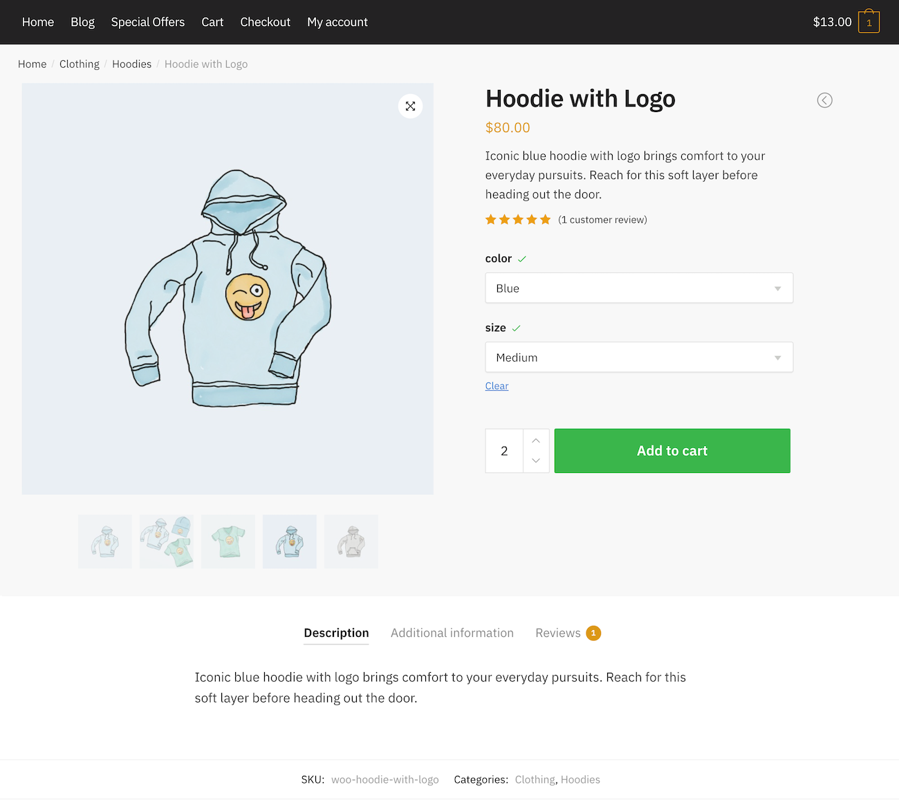 WooCommerce single product page