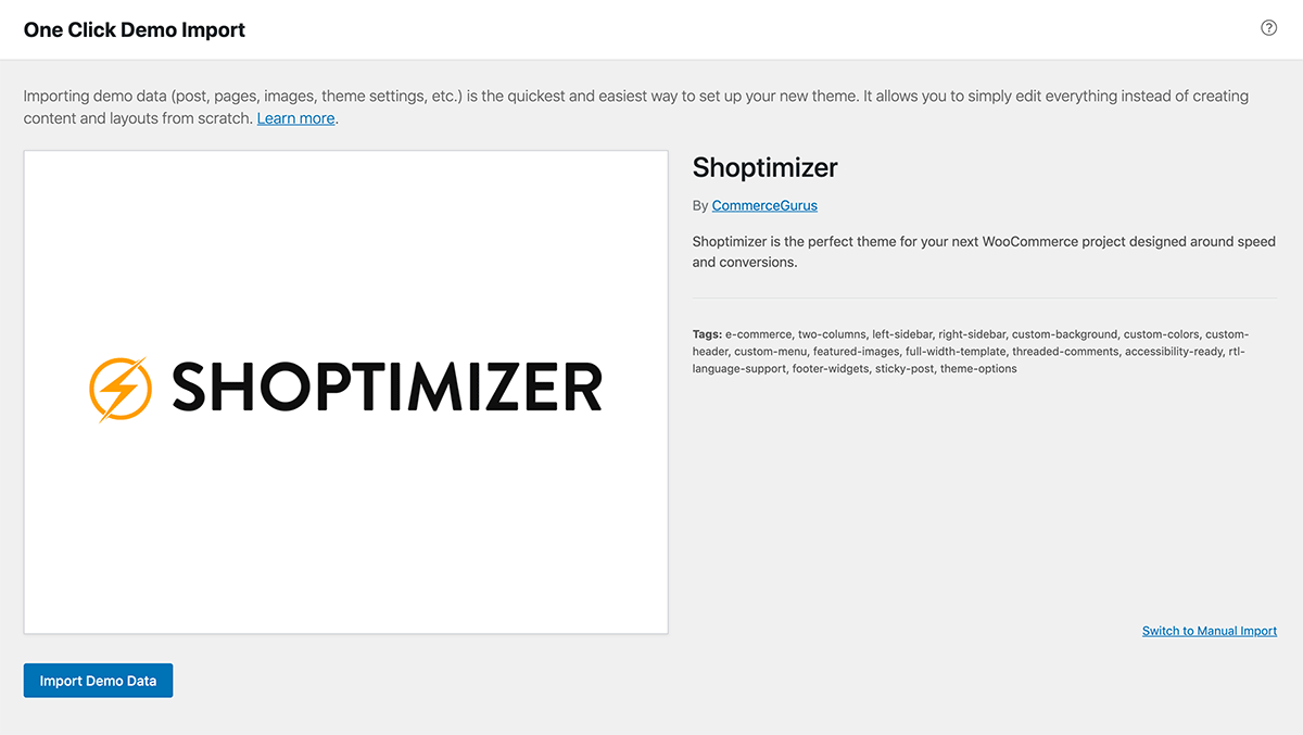 Import Shoptimizer demo content