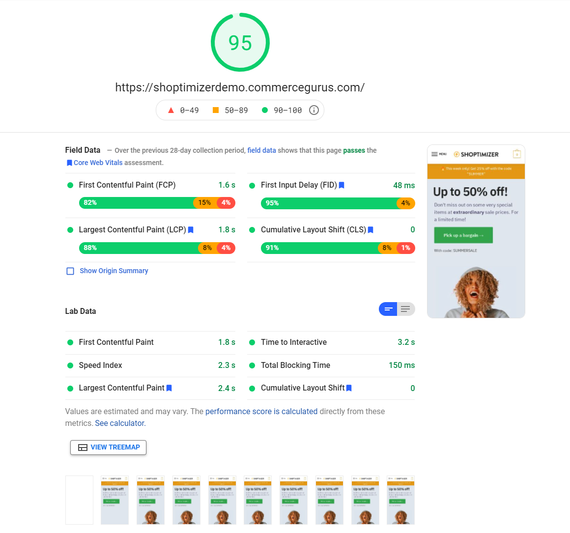 Shoptimizer FCP score