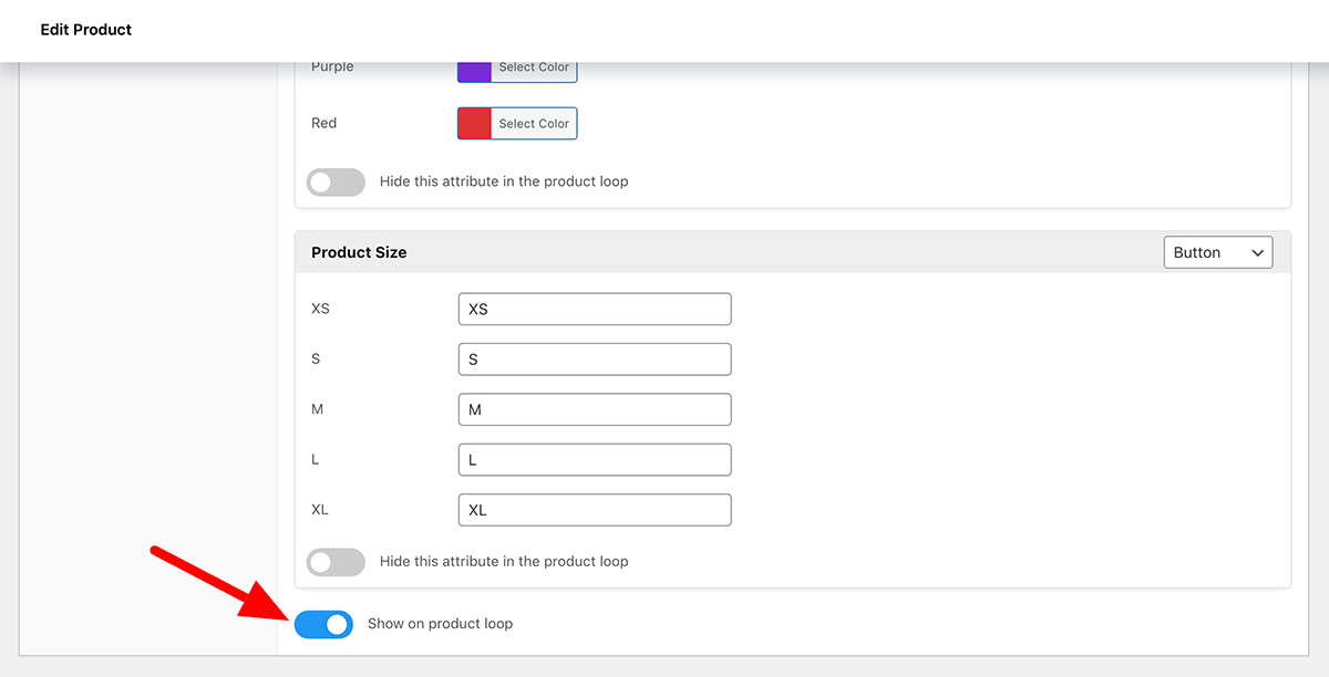 Show swatches on product loop