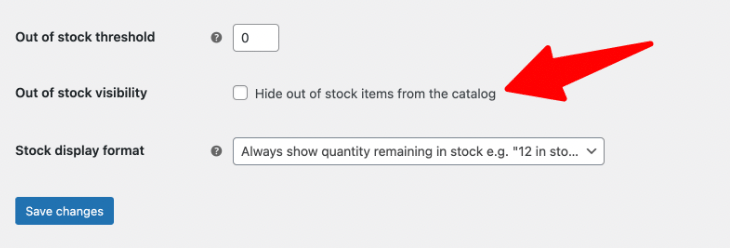 Out of stock visibility option