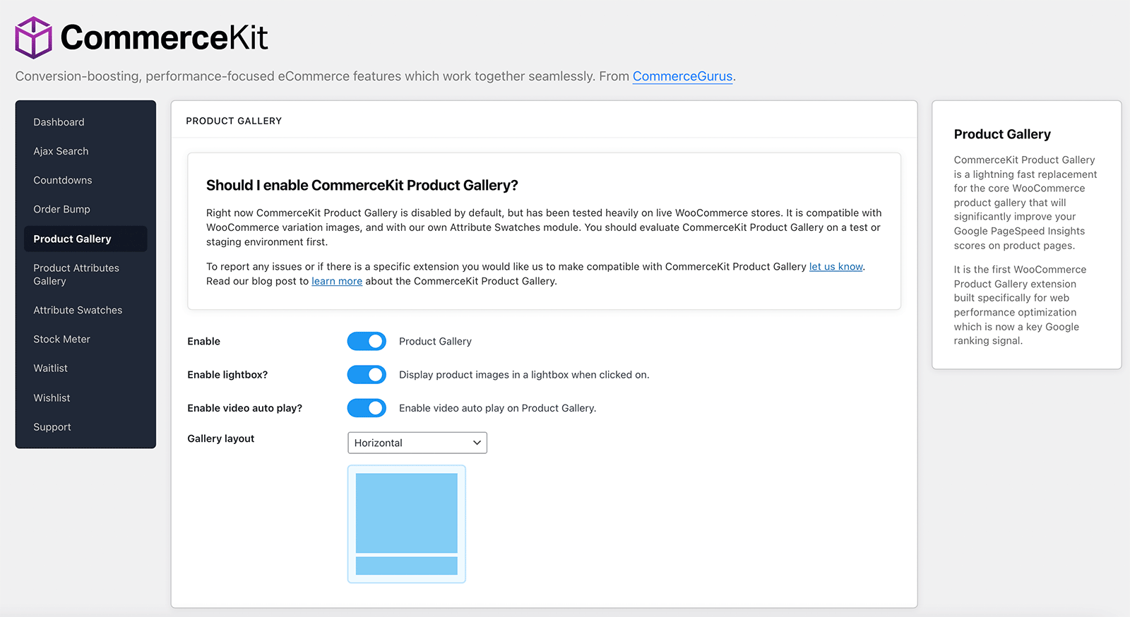CommerceKit Product Gallery Admin