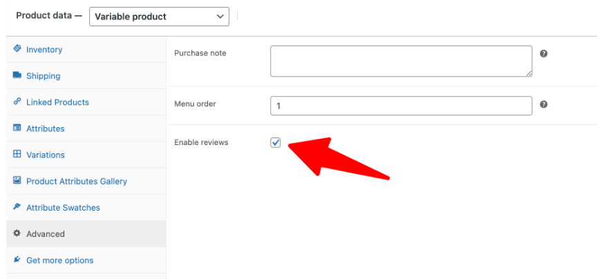 Enable reviews setting