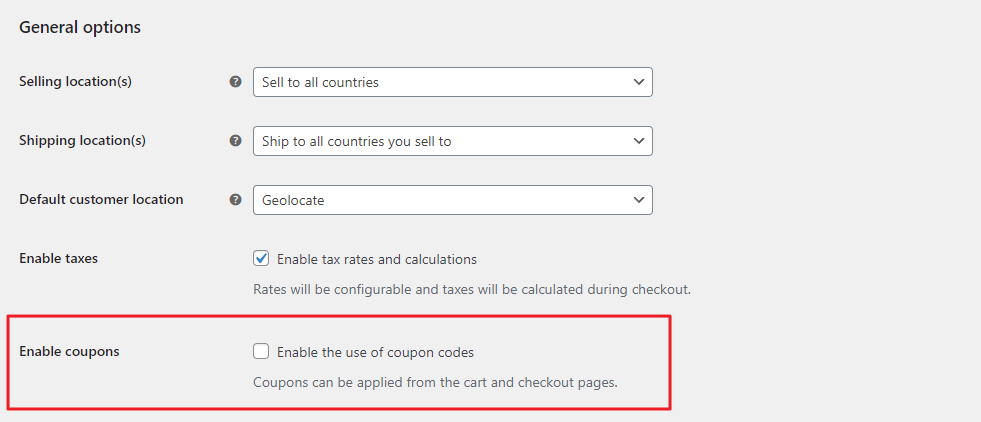 Hide coupon field settings