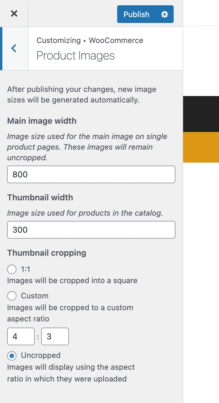 WooCommerce Image Sizes