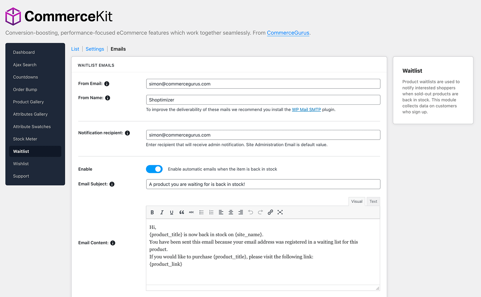 CommerceKit Waitlist Admin