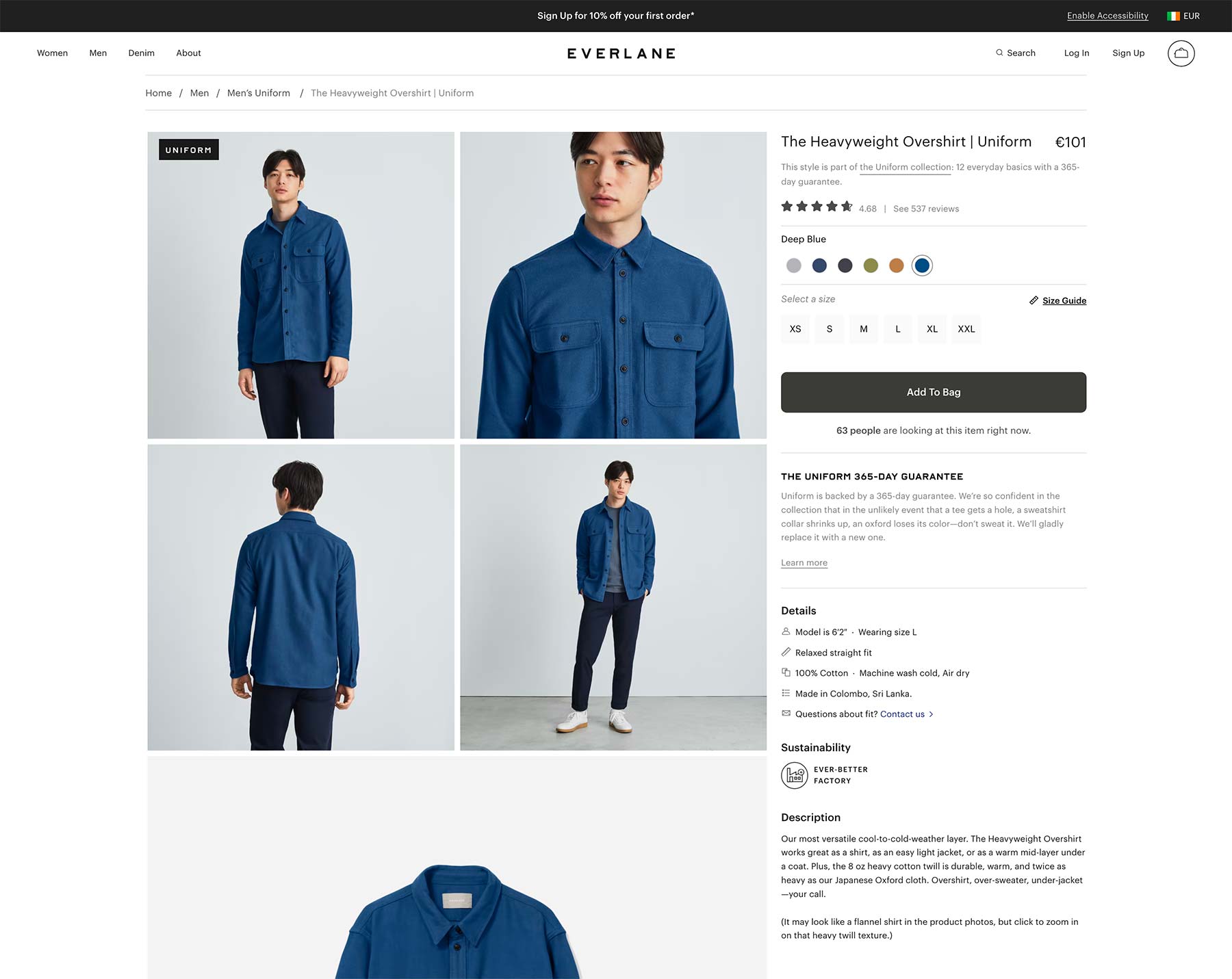 Everlane Single Product Page
