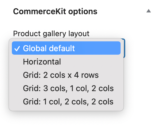 CommerceKit Product Gallery options