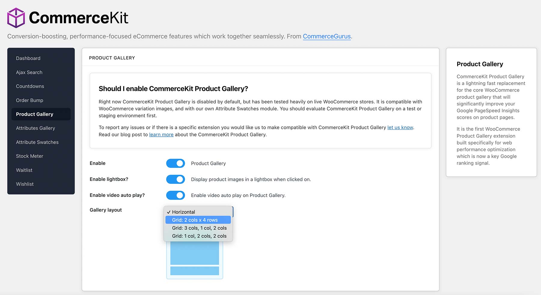 CommerceKit Product Gallery Admin