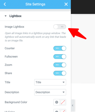 Turn off Elementor's Lightbox - Step 4