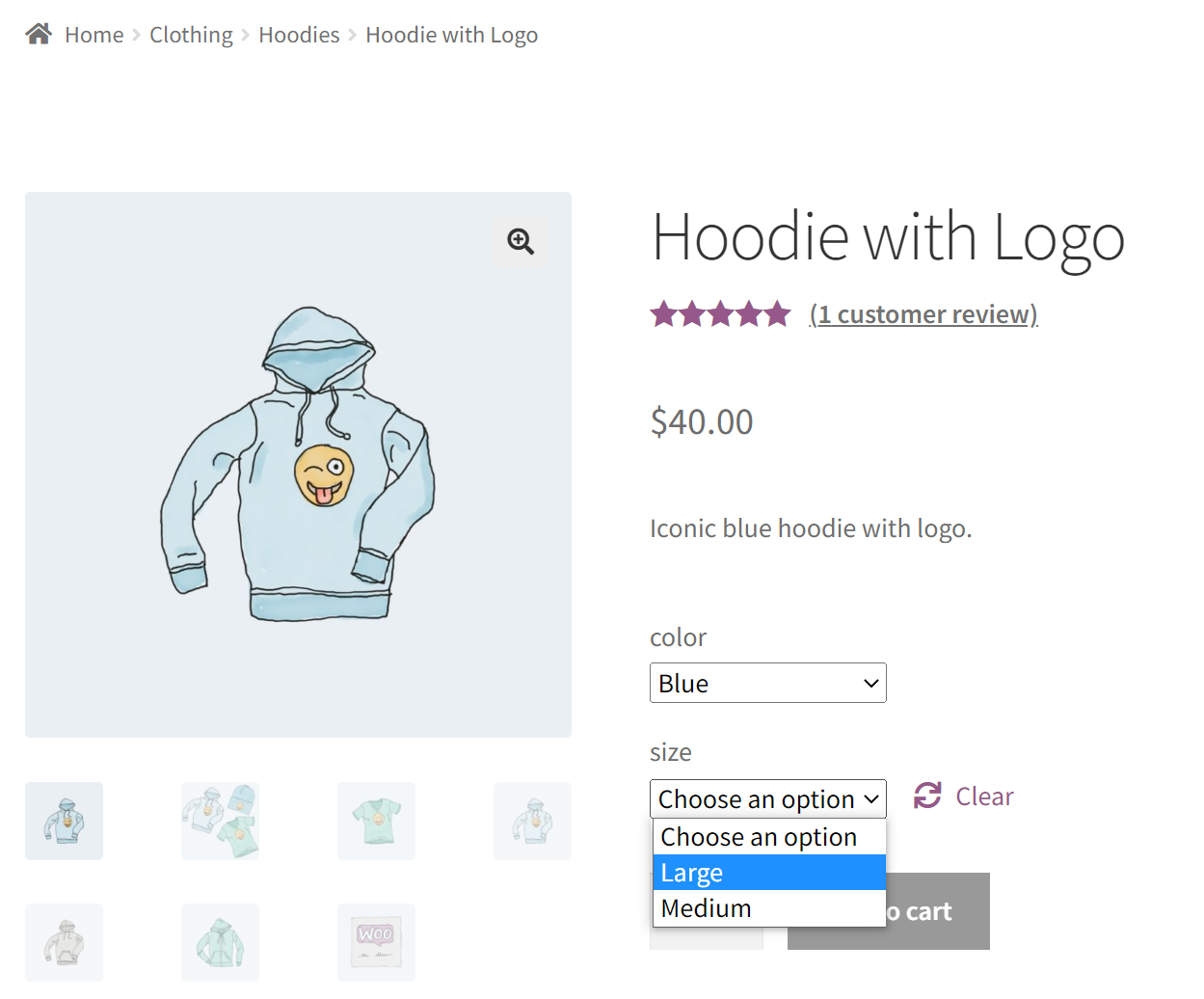 Variable product WooCommerce