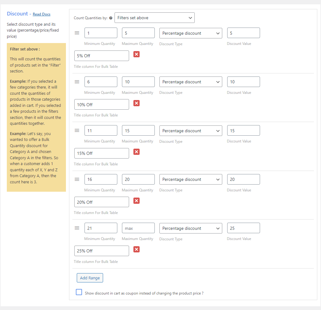 Discount Rules for WooCommerce settings