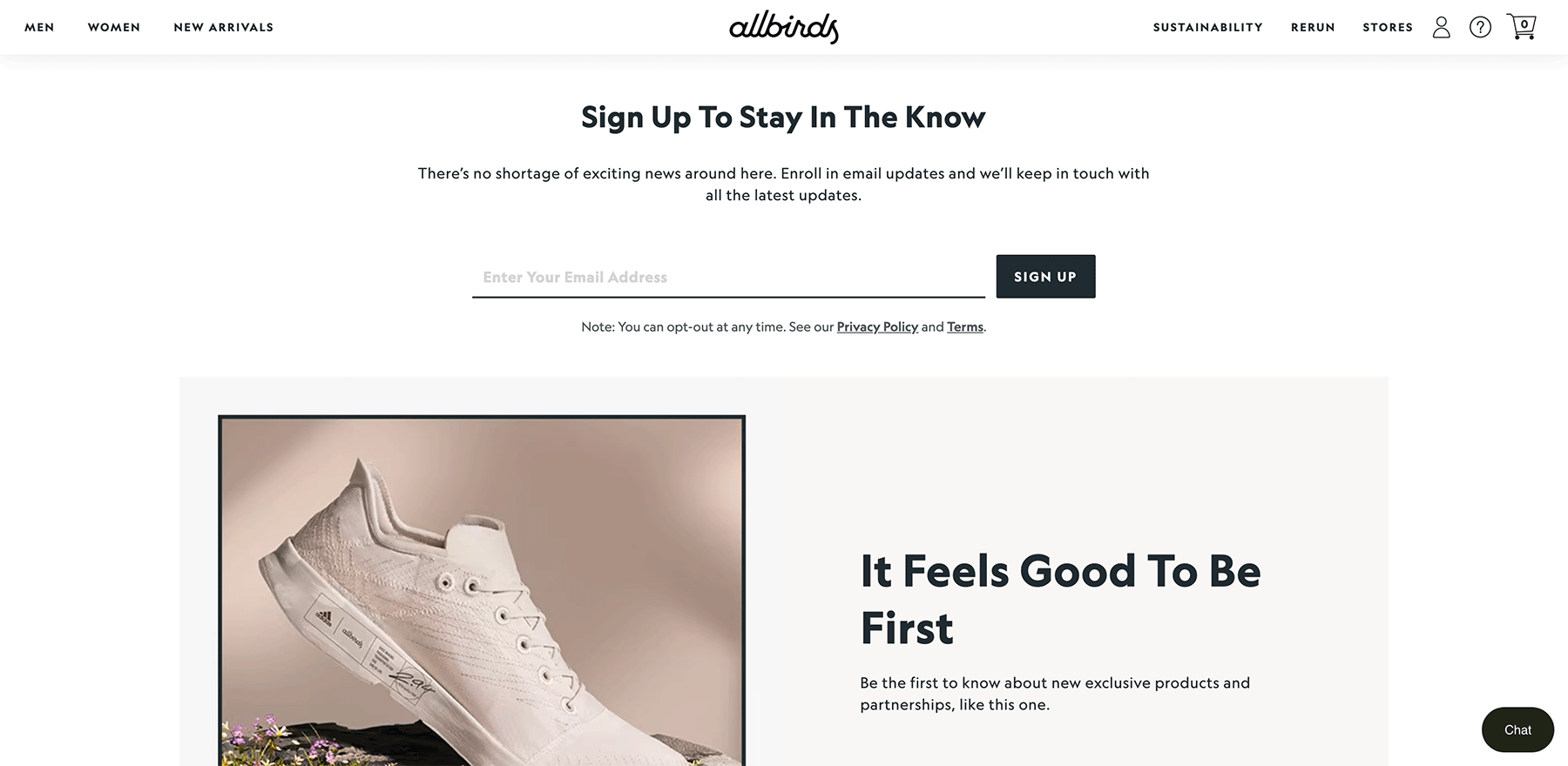 Allbirds newsletter