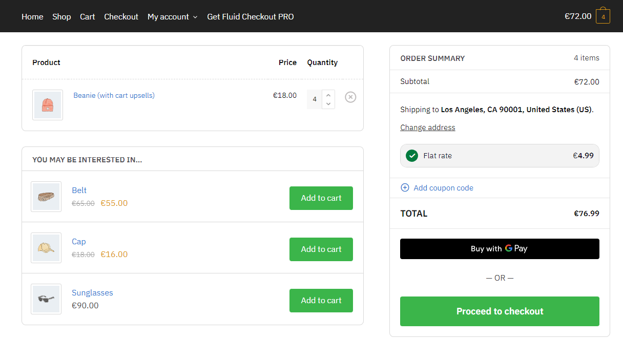 Fluid Checkout PRO express checkout