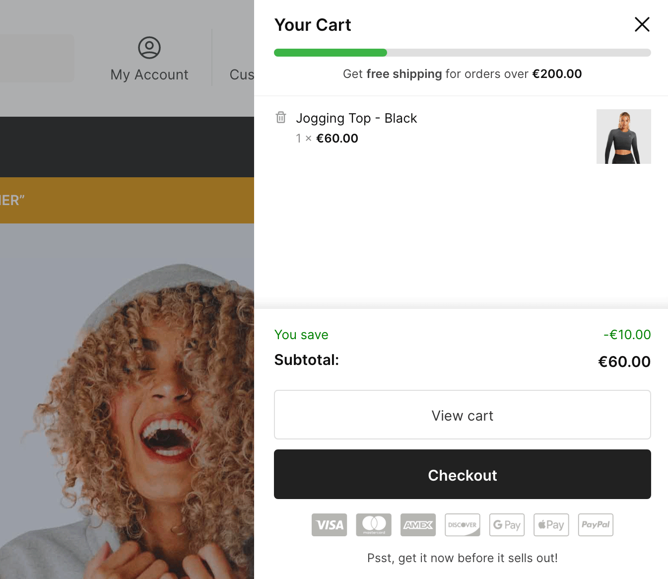 Include your own custom empty mini cart content in Shoptimizer