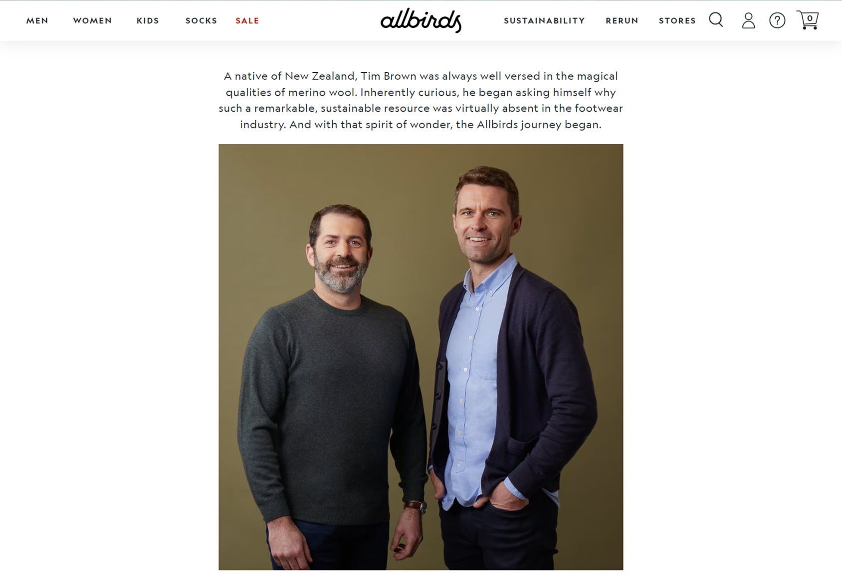 Allbirds Example About Us Brand-Building Page