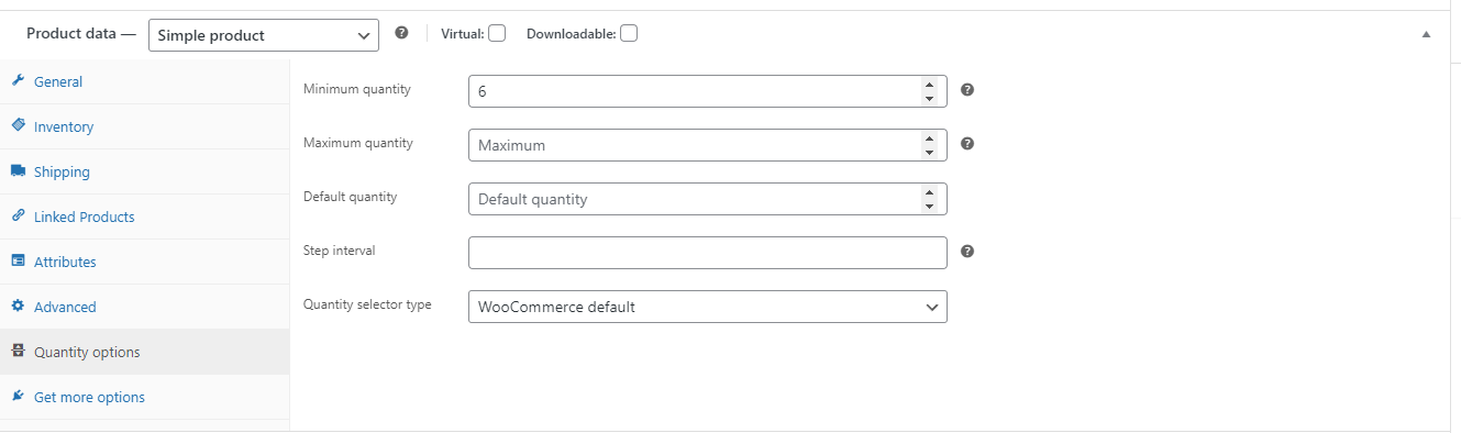 Minimum quantity field