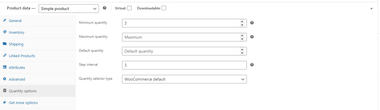 Minimum quantity with step intervals