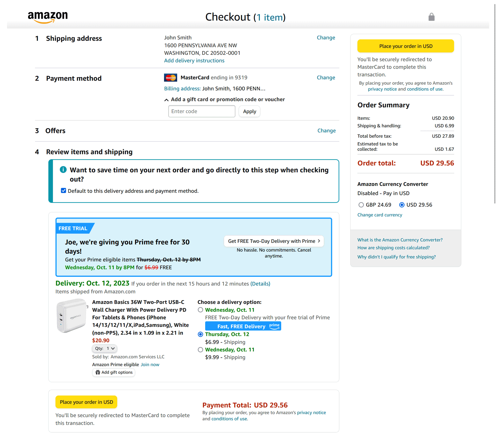 Amazon eCommerce Checkout Page Designs