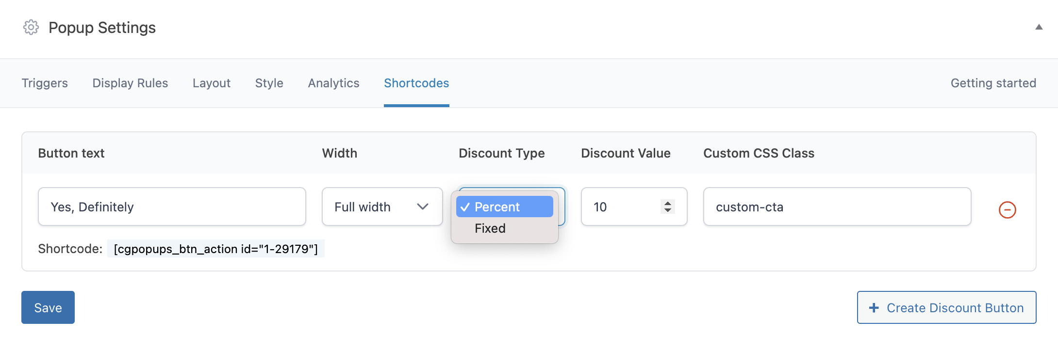 Discount button