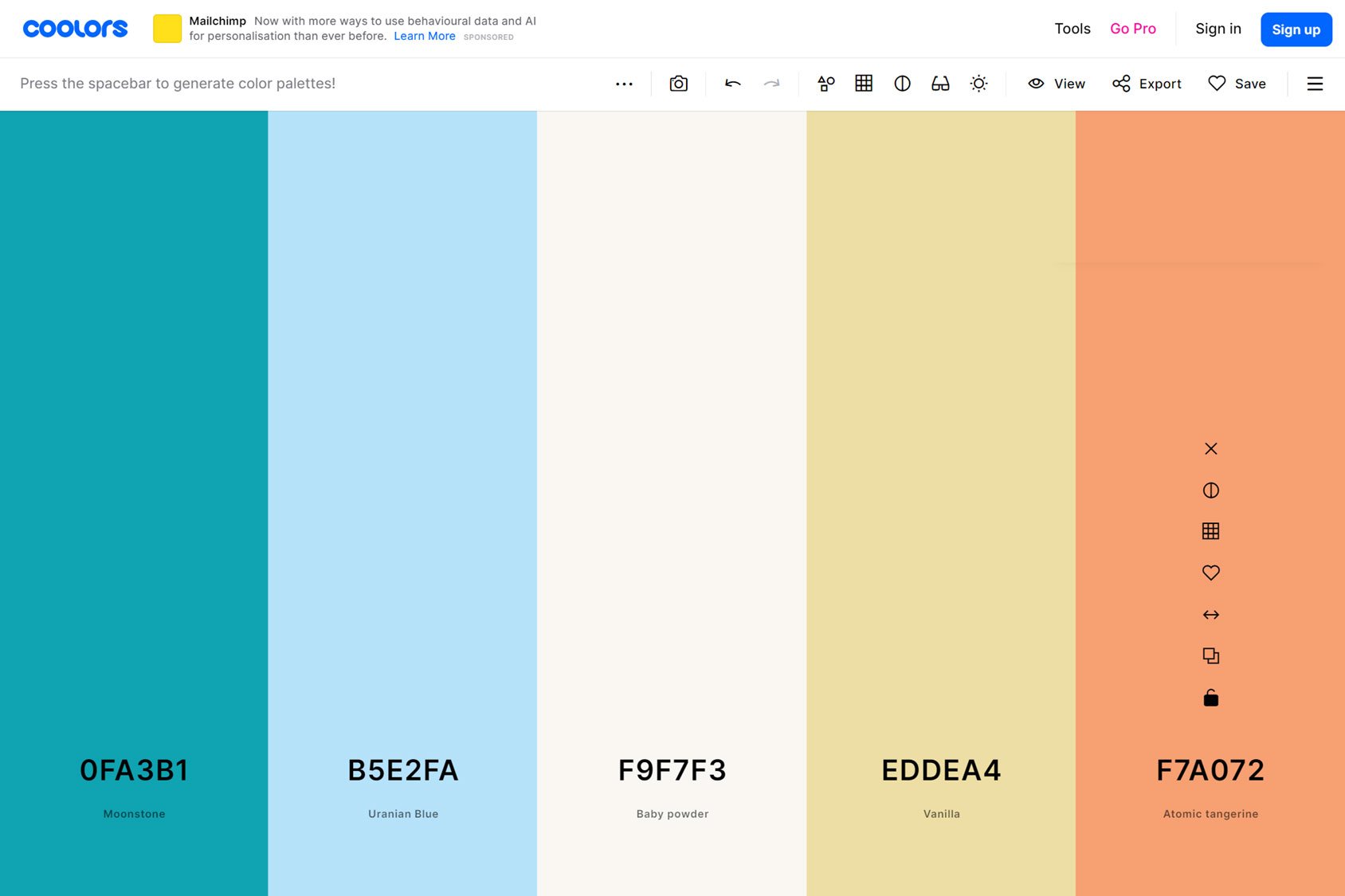 Popup Color Palette