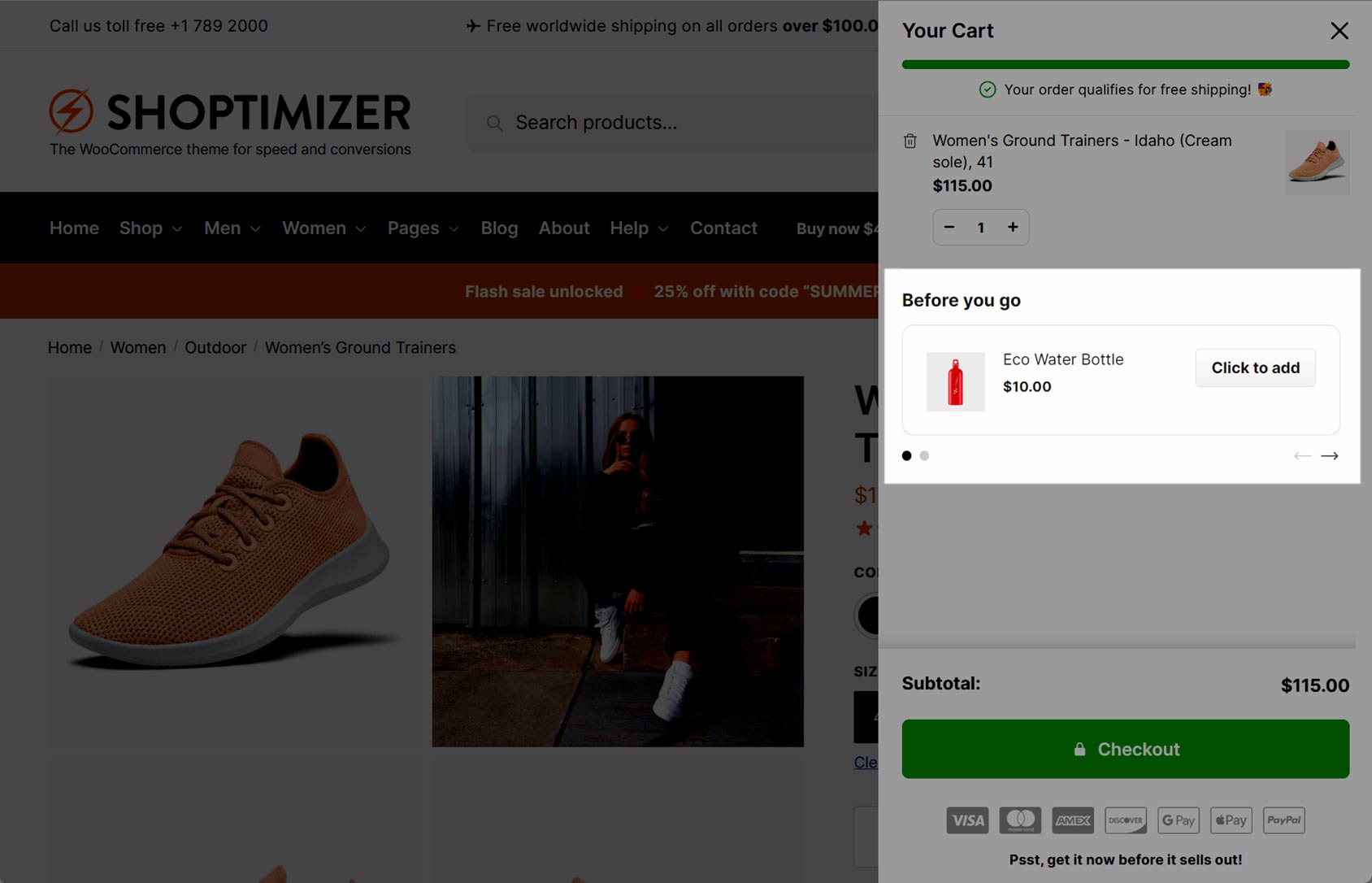 Shoptimizer Theme Cross-Sell Feature Example