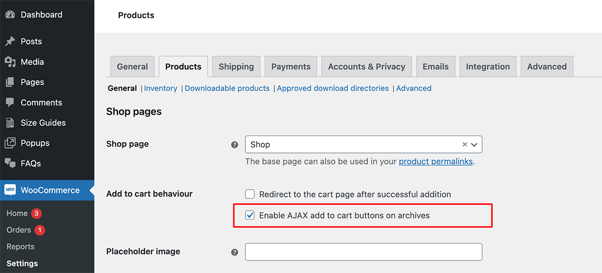 WooCommerce Ajax Settings