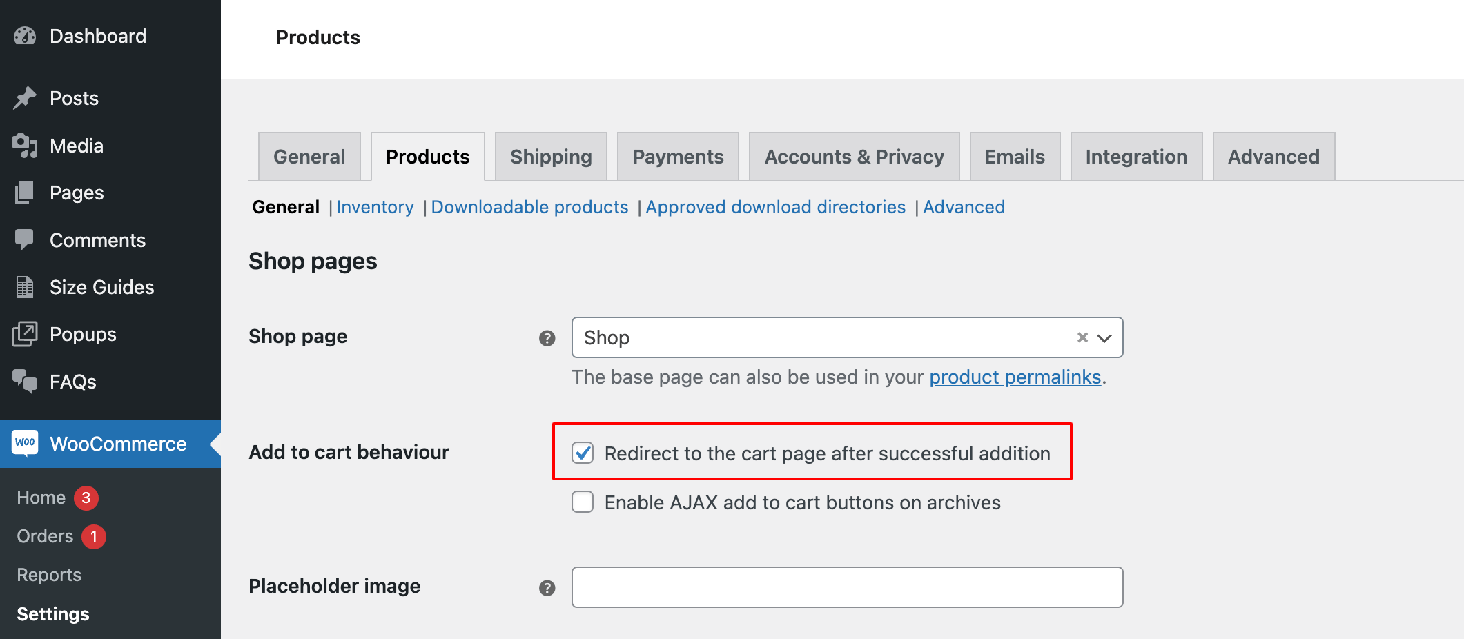 WooCommerce Ajax Settings - Redirect to Cart
