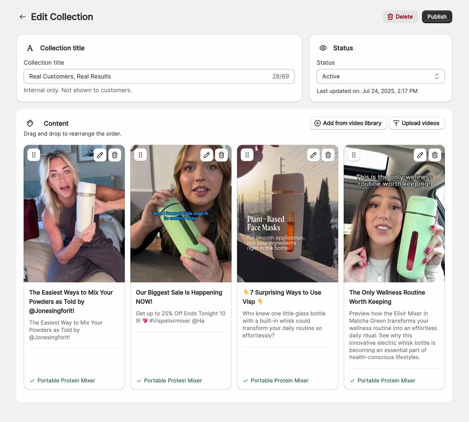 Edit Shoppable Video Collection