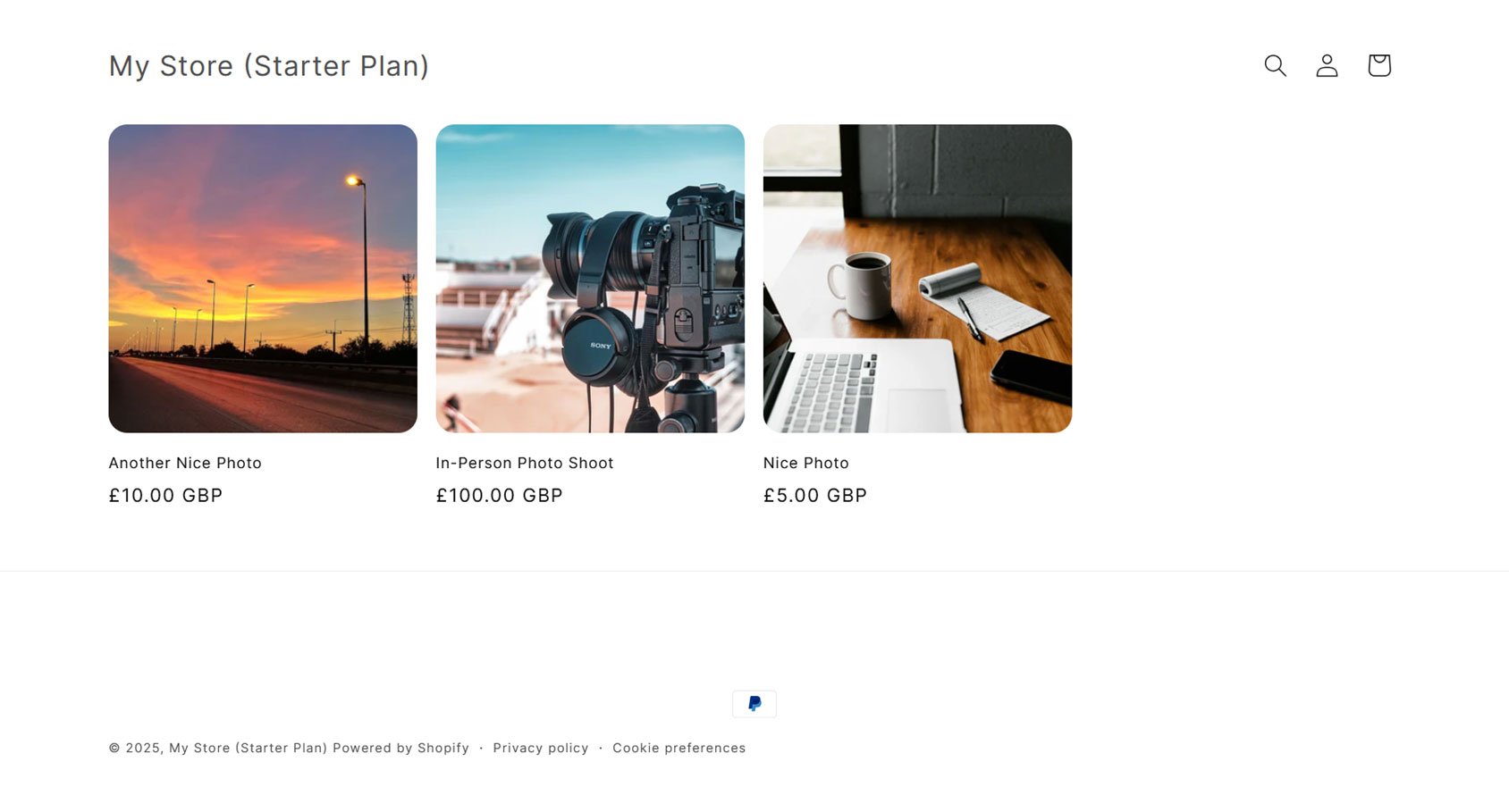 Shopify Starter Plan Example Store