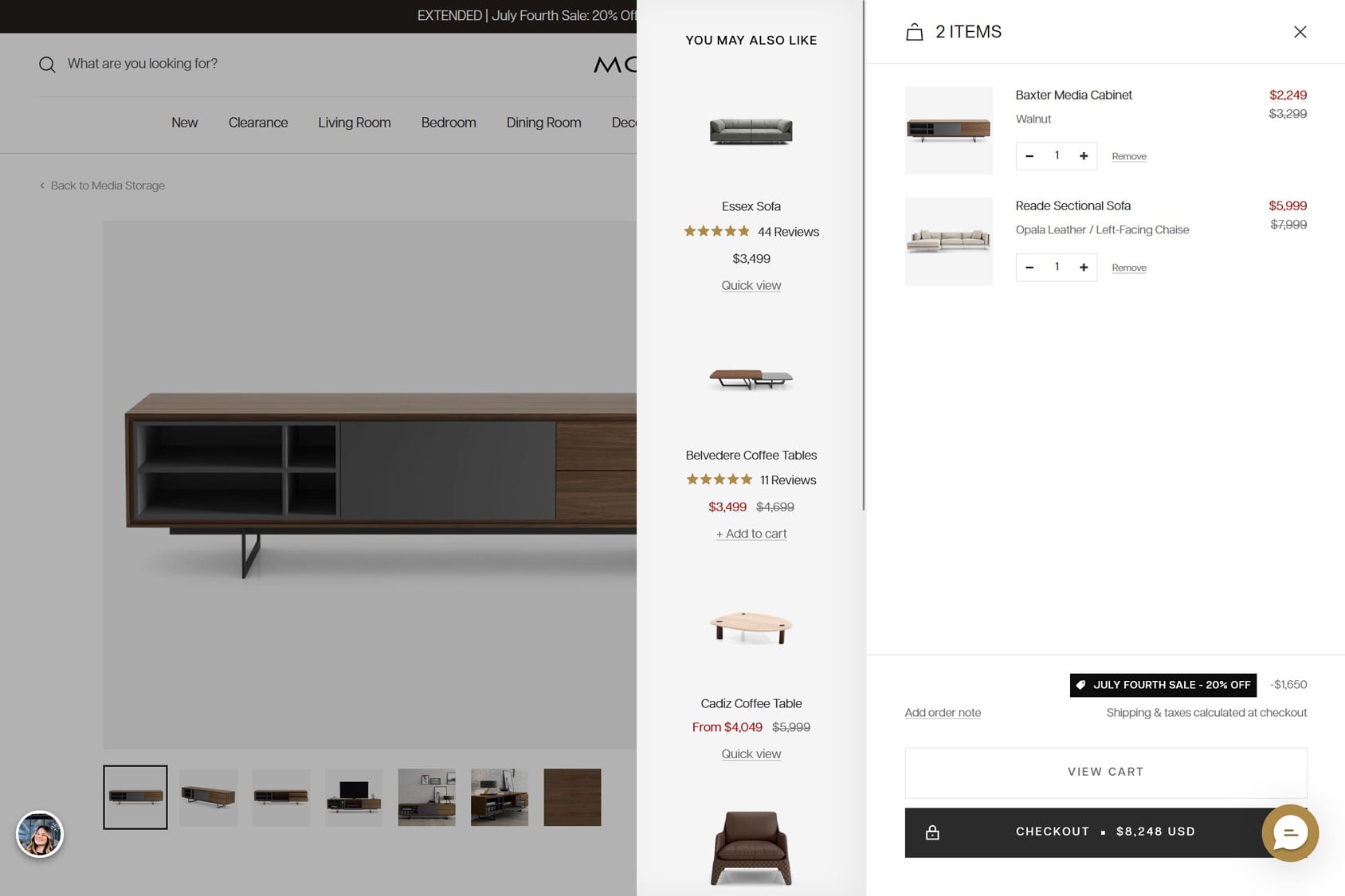 Modloft eCommerce Store Cart Drawer