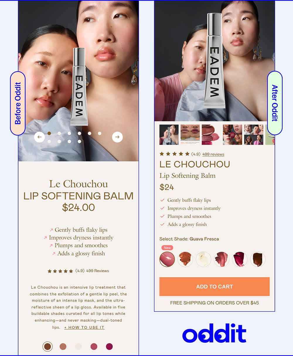 Oddit PDP Before After