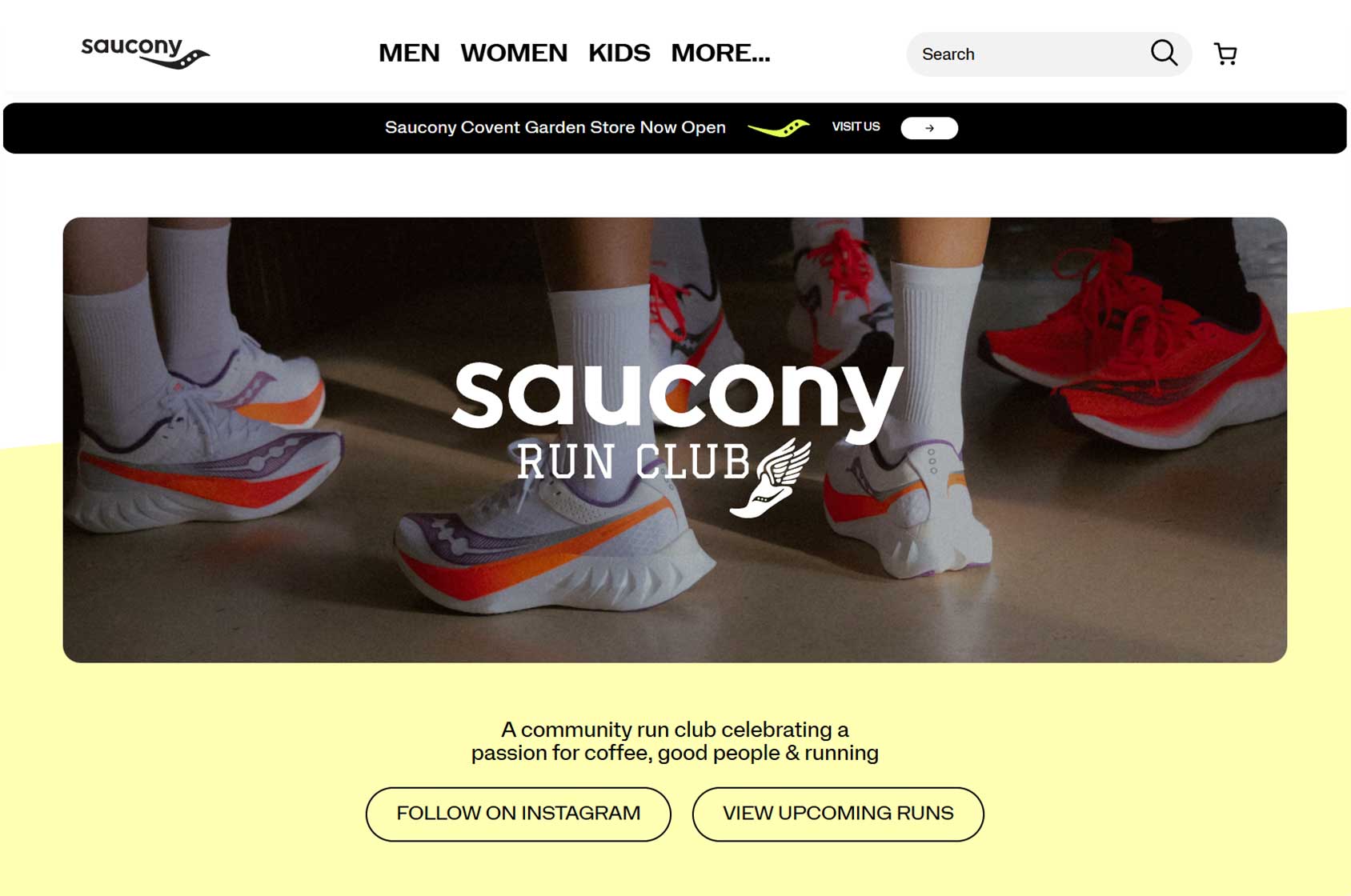 eCommerce Features Examples Saucony Store