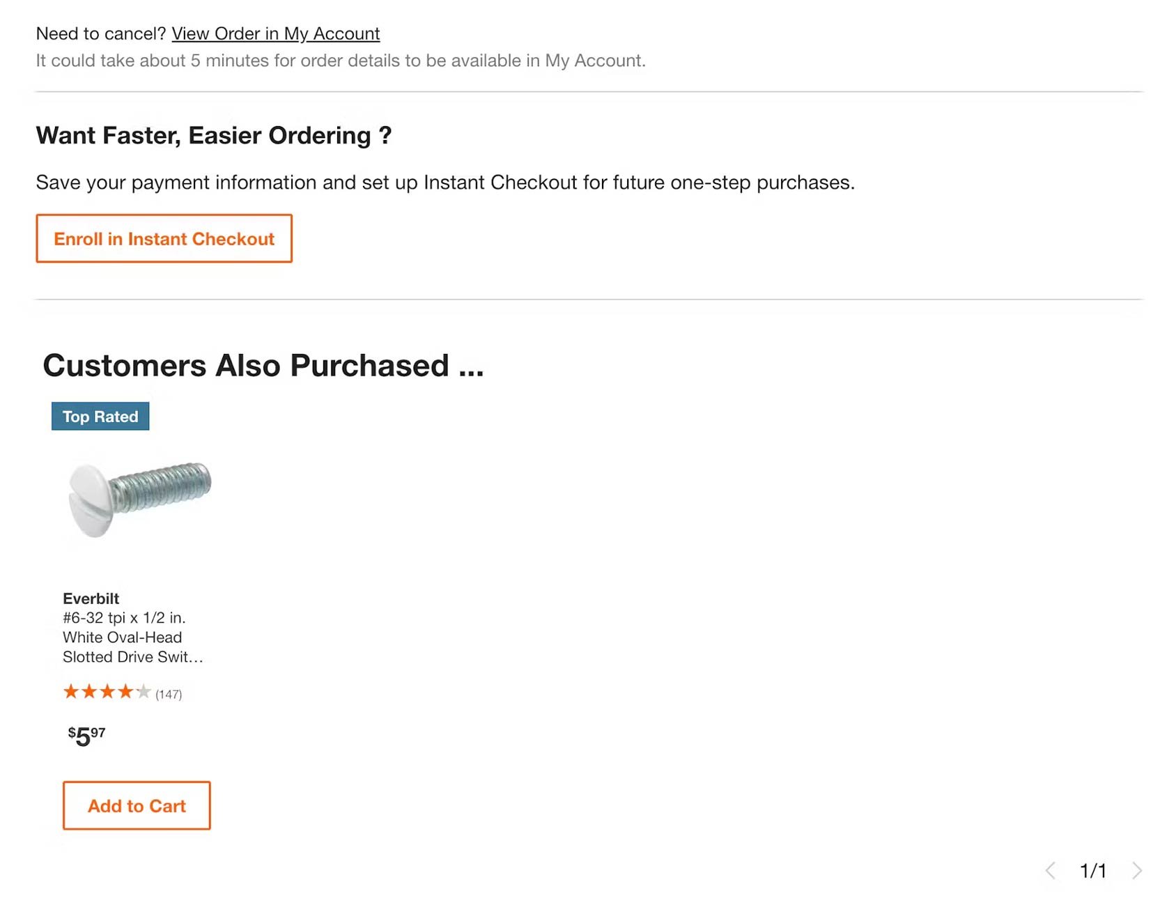 Order Confirmation eCommerce Page Example 