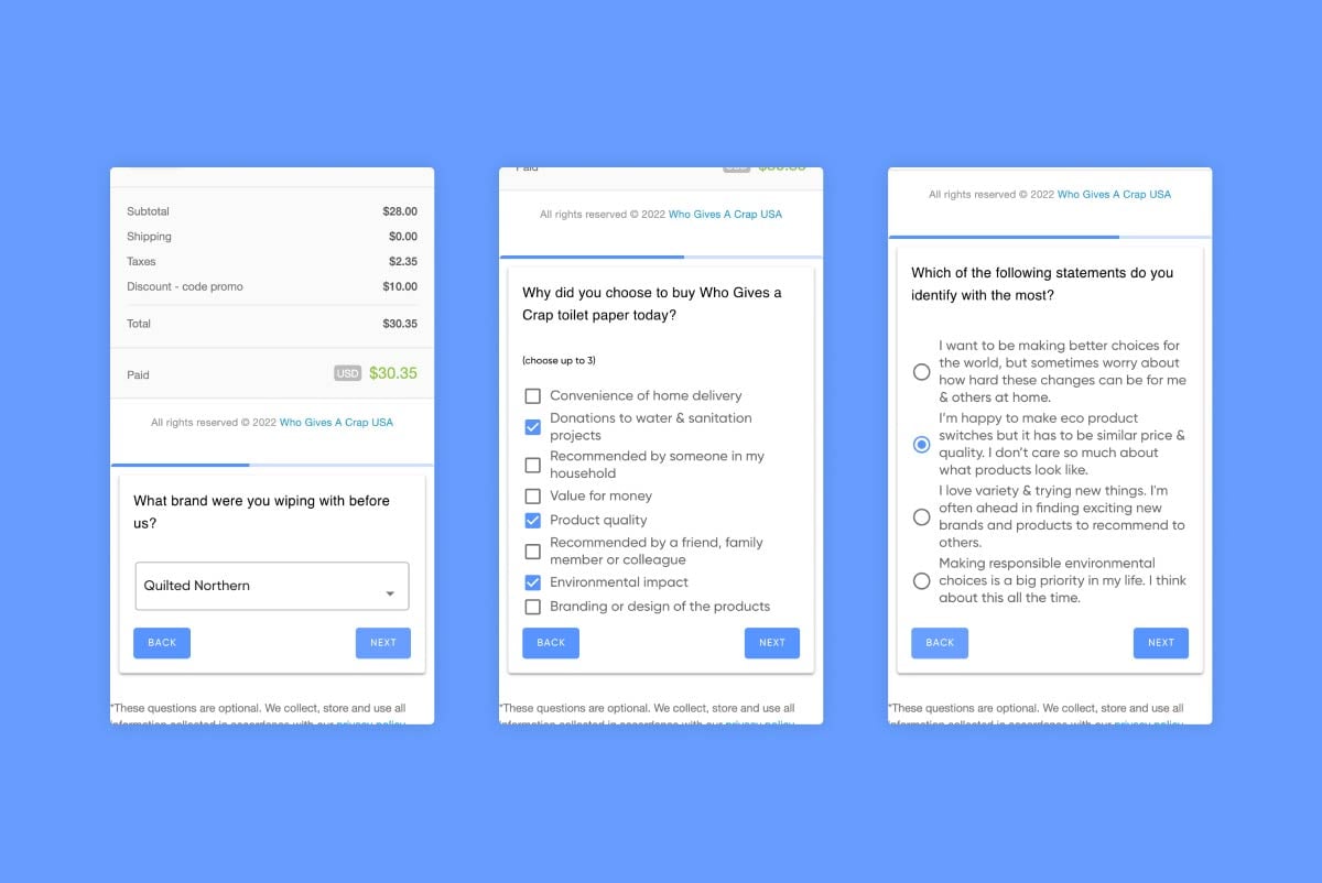 eCommerce Post Purchase Page Example- Who Give a Carp