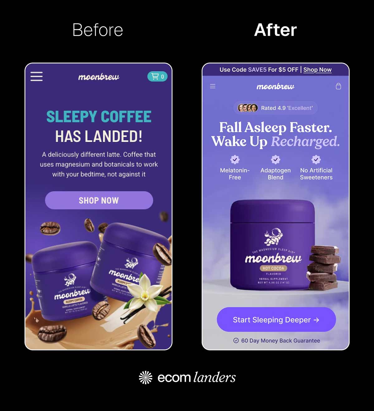 Moonbrew before/after