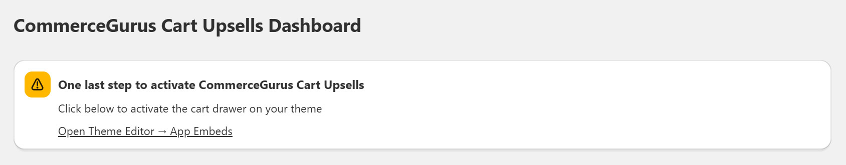 Upsells App activation.