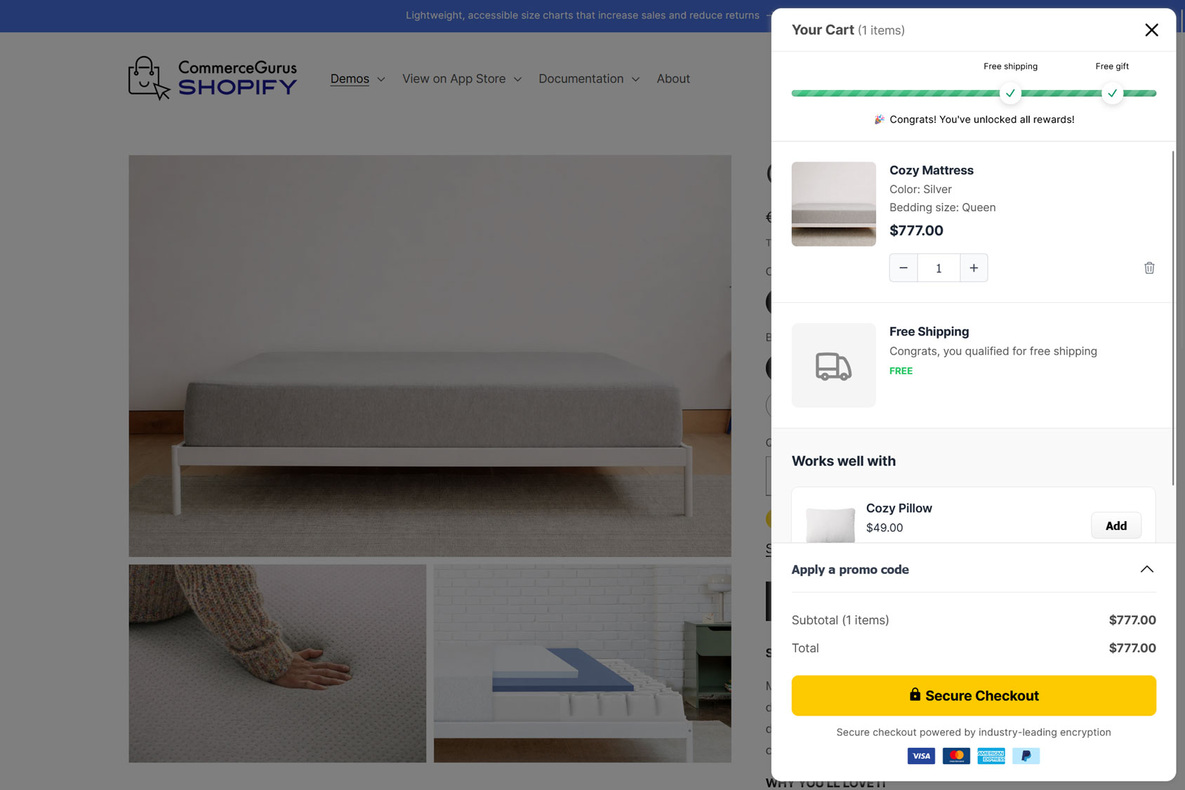 Floating cart drawer.